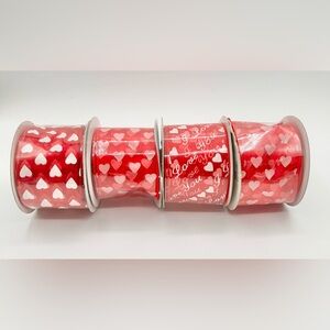 Vintage Darice Valentine’s Day Mesh Ribbon Wired Hearts 40 yds Lot of 4 New